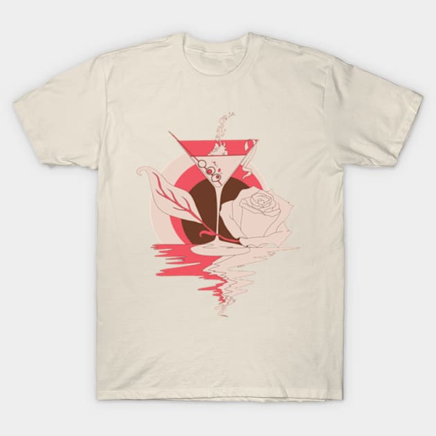 Pink Tan Martini and Rose T-Shirt by kenallouis